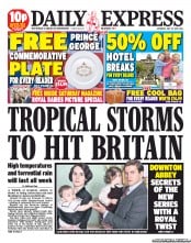 Daily Express Sunday () Newspaper Front Page for 27 July 2013