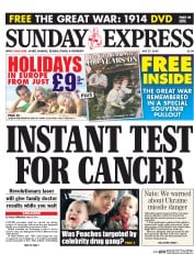 Daily Express Sunday () Newspaper Front Page for 27 July 2014