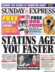 Daily Express Sunday () Newspaper Front Page for 27 September 2015