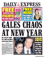 Daily Express Sunday () Newspaper Front Page for 28 December 2013