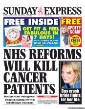 Daily Express Sunday () Newspaper Front Page for 28 April 2013