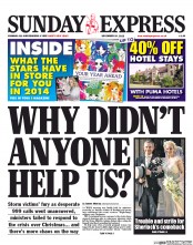 Daily Express Sunday () Newspaper Front Page for 29 December 2013