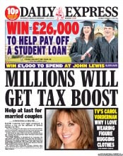 Daily Express Sunday () Newspaper Front Page for 2 February 2013