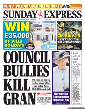 Daily Express Sunday () Newspaper Front Page for 2 June 2013