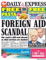 Daily Express Sunday () Newspaper Front Page for 30 May 2015