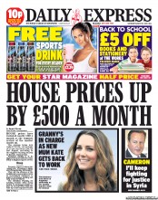 Daily Express Sunday () Newspaper Front Page for 31 August 2013
