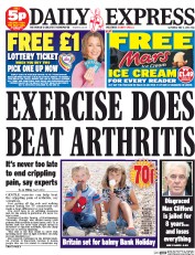 Daily Express Sunday () Newspaper Front Page for 3 May 2014