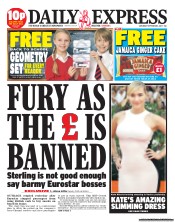 Daily Express Sunday () Newspaper Front Page for 3 September 2011