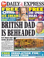 Daily Express Sunday () Newspaper Front Page for 4 October 2014
