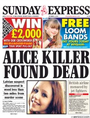Daily Express Sunday () Newspaper Front Page for 5 October 2014
