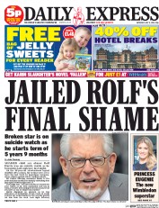 Daily Express Sunday () Newspaper Front Page for 5 July 2014