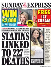 Daily Express Sunday () Newspaper Front Page for 5 July 2015