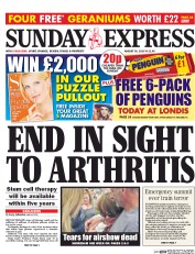 Daily Express Sunday () Newspaper Front Page for 5 September 2015