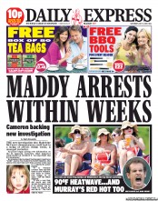 Daily Express Sunday () Newspaper Front Page for 6 July 2013