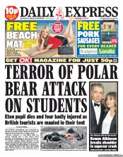Daily Express Sunday () Newspaper Front Page for 6 August 2011