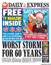 Daily Express Sunday () Newspaper Front Page for 7 December 2013