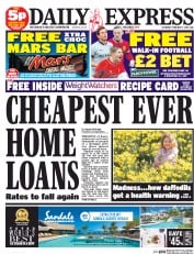 Daily Express Sunday () Newspaper Front Page for 7 February 2015