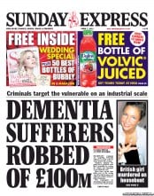 Daily Express Sunday () Newspaper Front Page for 7 April 2013