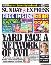 Daily Express Sunday () Newspaper Front Page for 7 July 2013