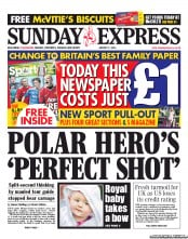 Daily Express Sunday () Newspaper Front Page for 7 August 2011
