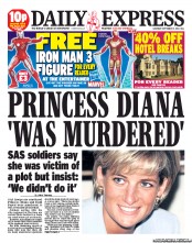 Daily Express Sunday () Newspaper Front Page for 7 September 2013