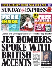 Daily Express Sunday () Newspaper Front Page for 8 November 2015