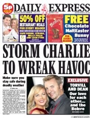Daily Express Sunday () Newspaper Front Page for 8 February 2014