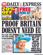 Daily Express Sunday () Newspaper Front Page for 8 June 2013