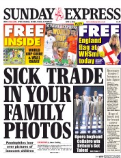 Daily Express Sunday () Newspaper Front Page for 8 June 2014