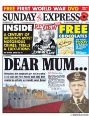 Daily Express Sunday () Newspaper Front Page for 9 November 2014