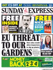 Daily Express Sunday () Newspaper Front Page for 9 March 2014