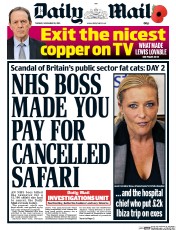 Daily Mail () Newspaper Front Page for 10 November 2015