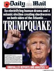 Daily Mail () Newspaper Front Page for 10 November 2016
