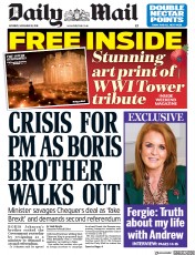 Daily Mail () Newspaper Front Page for 10 November 2018