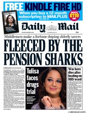 Daily Mail () Newspaper Front Page for 10 December 2013