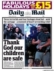 Daily Mail () Newspaper Front Page for 10 January 2015
