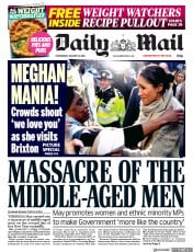Daily Mail () Newspaper Front Page for 10 January 2018