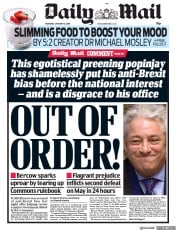 Daily Mail () Newspaper Front Page for 10 January 2019
