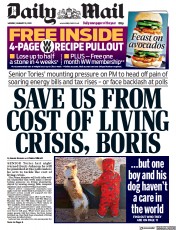 Daily Mail () Newspaper Front Page for 10 January 2022