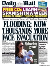 Daily Mail () Newspaper Front Page for 10 February 2014