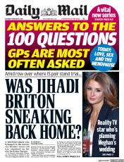 Daily Mail () Newspaper Front Page for 10 February 2018