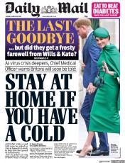 Daily Mail () Newspaper Front Page for 10 March 2020