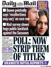Daily Mail () Newspaper Front Page for 10 March 2021