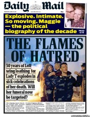 Daily Mail () Newspaper Front Page for 10 April 2013