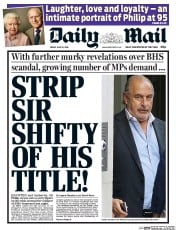 Daily Mail () Newspaper Front Page for 10 June 2016
