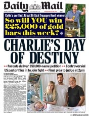 Daily Mail () Newspaper Front Page for 10 July 2017