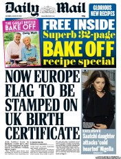 Daily Mail () Newspaper Front Page for 10 August 2013
