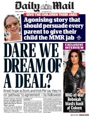 Daily Mail () Newspaper Front Page for 11 October 2019