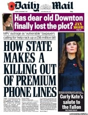Daily Mail () Newspaper Front Page for 11 November 2013
