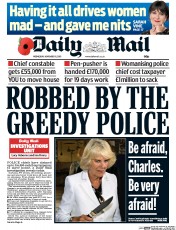 Daily Mail () Newspaper Front Page for 11 November 2015